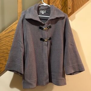 JM Collection XL Gray Knit Cardigan Toggle Clasp Sweater Jacket